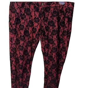 Torrid Black Rose Lace Overlay Red Skinny Jeans Plus Size Trendy Fashion Pants